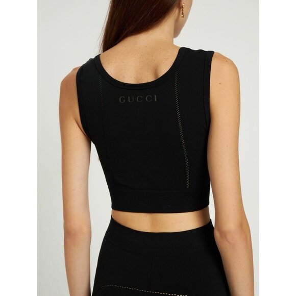 NWT GUCCI - Jersey Top Black Logo Sz L 100% Authentic - Picture 3 of 7